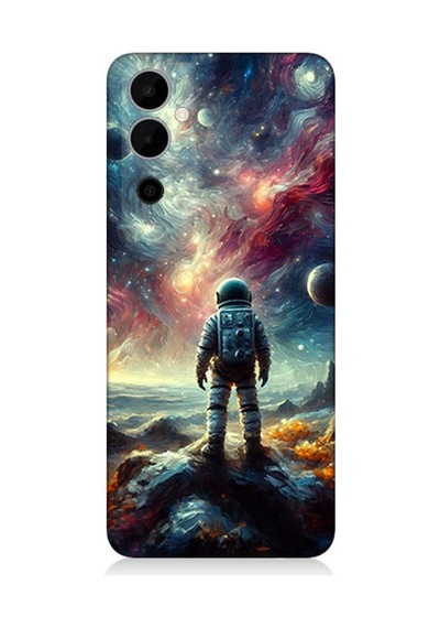 Tecno Pova Neo 2 Uyumlu Galakside Yalnız Astronot Desenli Silikon Kılıf Çok Renkli