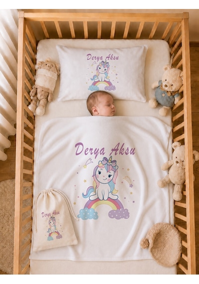 Pia Baby İsme Özel Hastane Çıkışı %100 Pamuk Kız Bebek Organik Baskılı Tulum Set Keseli Hediyelik 2046tybkyx Krem