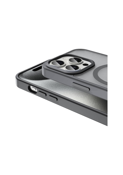 Apple Uyumlu iPhone 15 Pro Max Kılıf M-safe Şarj Özellikli Mat Arka Yüzey Zore Sio Kapak Gri