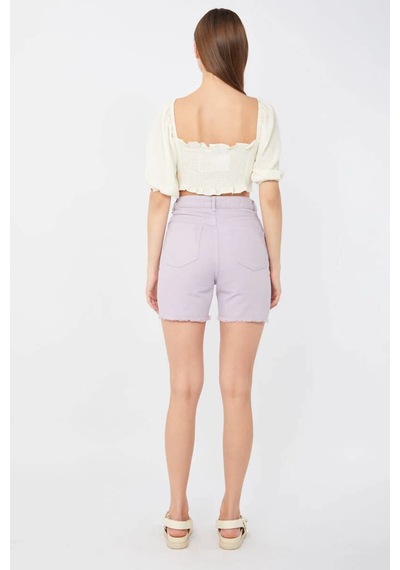 Banny Jeans Kadın Basic Paçası Kesik Jen Şort Lila