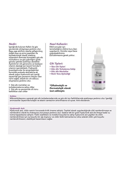 Rimu Health Products Göz Altı Aydınlatıcı Ve Kırışıklık Karşıtı Bakım Serumu Caffeine 6% - C Vitamin Rm000107