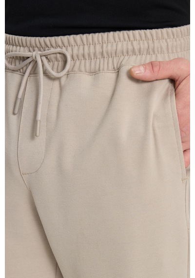 Tudors Erkek Regular Fit Klasik Kesim Beli Lastikli Bağcıklı Bej Jogger Pantolon-41772 Bej
