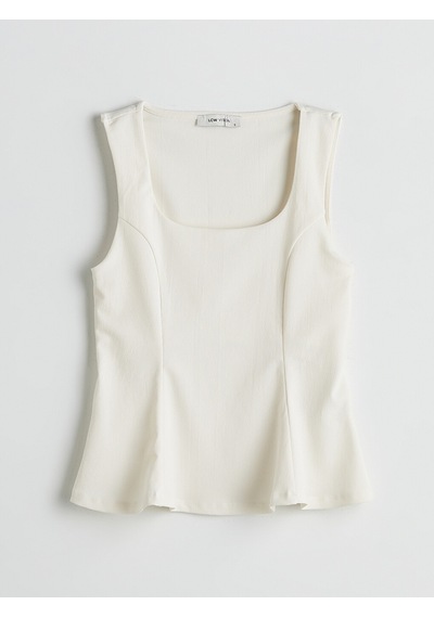 Lcw Vision Ekru Kare Yaka Peplum Bluz