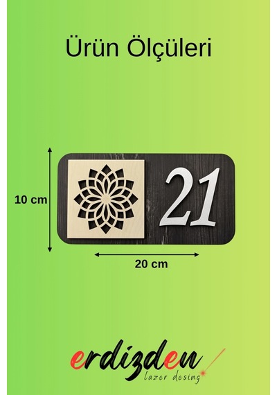 12 Li Ahşap Kapı Numarası Seti 3 Mm Mdf Lazer Kesim - Ceviz