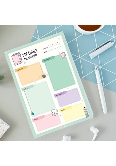 Planlayıcı Set - Haftalık Günlük Planlayıcı - 50 Sayfa Tarihsiz Alışveriş Iş Listesi Görev Yapılacaklar Ça Genel
