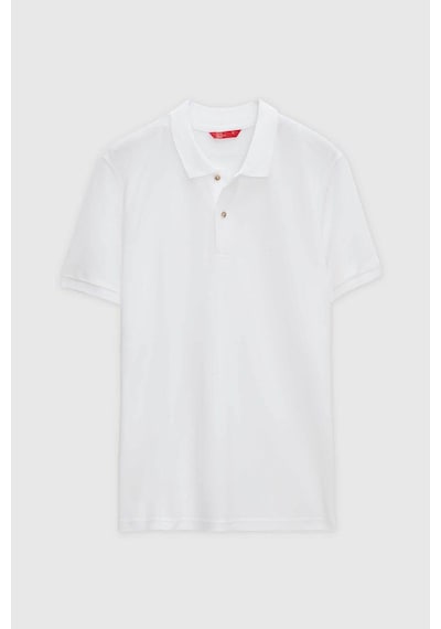 D's Damat Ds Damat Regular Fit Beyaz Pike Dokulu %100 Pamuk Kıvrılmaz Polo Yaka Nakışlı T-shirt 4HC14ORT51000 Beyaz