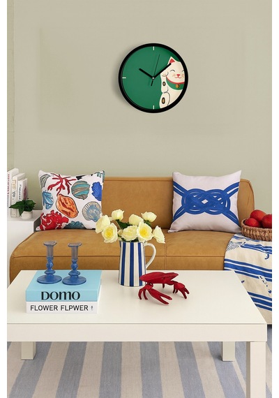 Sevimli Kedi Temalı Modern Çocuk Odası Duvar Saati - 25cm - Önü Camlı Siyah Kasa - Sessiz Mekanizma-jh0507 Siyah