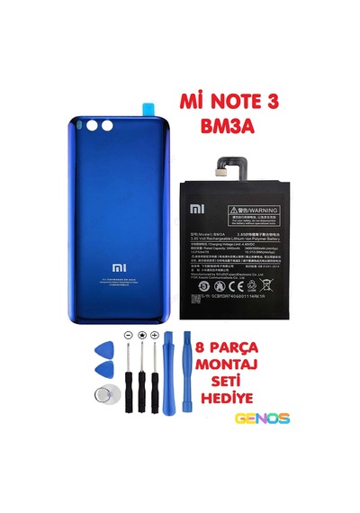 Xiaomi Mi Note3 Bm3a Batarya Pil Xiaomi Mi Note 3 Arka Kapak Batarya Pil Kapağı Montaj Set Mavi