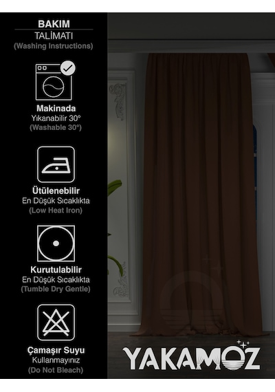 Yüksek Kalite Koyu Kahverengi Karartma Blackout Fon Perde Ekstrafor Büzgülü Tek Kanat Dark Touch Serisi Koyu Kahverengi