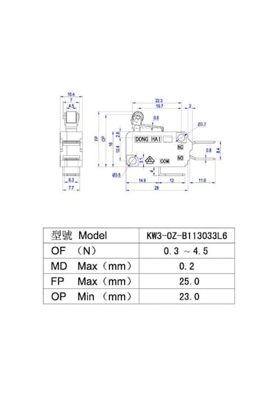 Ic-176C Micro Switch Kısa Makaralı 220V 16A Donghai 100 Adet