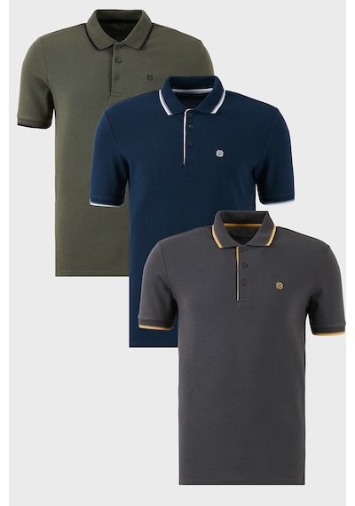 Buratti Pamuklu Slim Fit Şerit Detaylı Düğmeli Polo Yaka 3'Lü Paket Erkek T Shirt 5902118S3 Antrasit-Haki-Indigo Buratti Pamuklu Slim Fit Şerit Detaylı Düğmeli Polo Yaka 3'Lü Paket Erkek T Shirt 5902118S3 Antrasit-Haki-Indigo