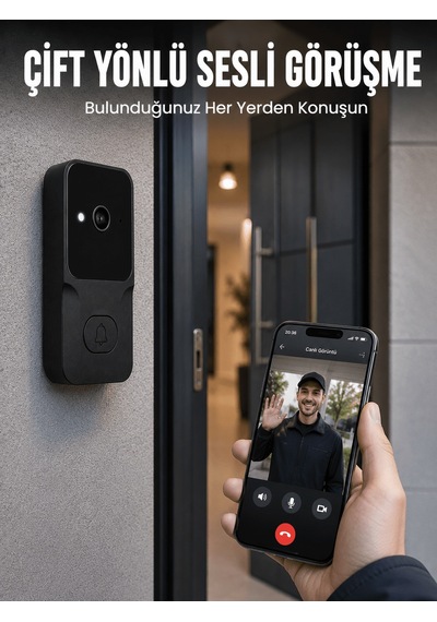 Kablosuz Akıllı Kapı Zili Gece Görüşlü Wi-fi Güvenlik Kameralı Kapı Zili Çok Renkli