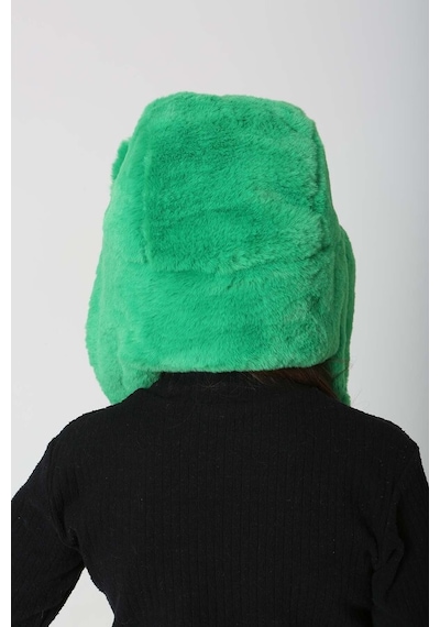 Çocuk Çıtçıtlı Kürklü Kulaklıklı Peluş Bere Şapka Rkş-ç-03 Benetton Yeşil