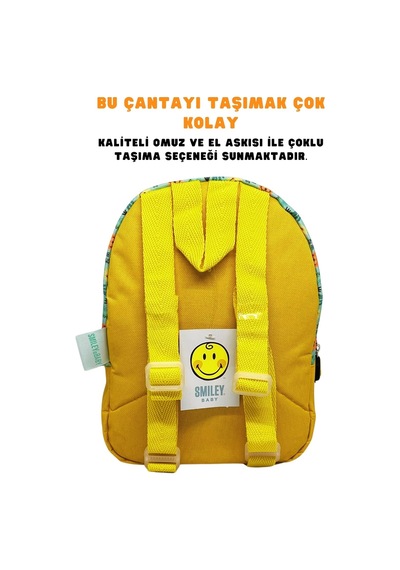 Universal Smiley Baby Lisanslı Sevimli Hayvanlar Desenli Tek Bölmeli Anaokul-kreş İçin Polyester Bebek Sırt Çantası -çok Renkli