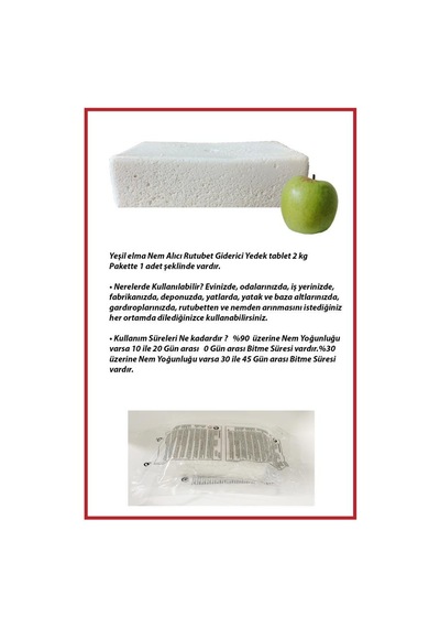 2 Kg. Nem Alıcı Yedek Tablet Yeşil Elma