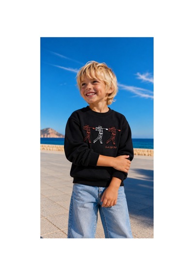 Overdo Kids Erkek Çocuk Kabarma Baskılı 2ip Sweatshirt Siyah