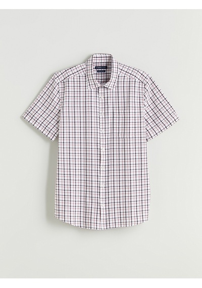 Lcwaıkıkı Classic Kırmızı Regular Fit Kısa Kollu Ekose Poplin Erkek Gömlek