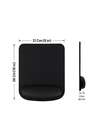 Ergoplus Bilek Destekli Mouse Pad Ergonomik Kaymaz Taban Mouse Pad, Bilek Koruyucu Tasarım Siya