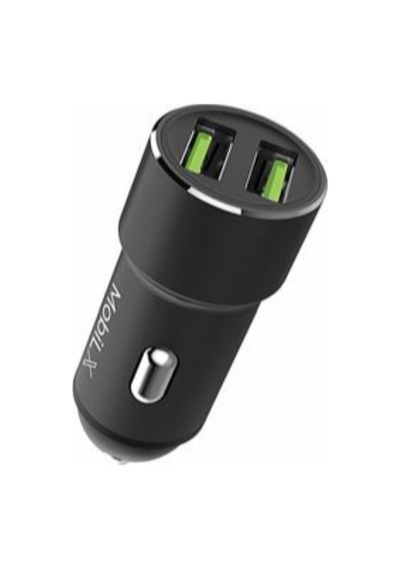 Mobilx Mc-02 2.4a Çift Usb Portlu Metal Araç Şarj Cihazı Type-c Ve Lightning Kablo Uyumlu Siyah