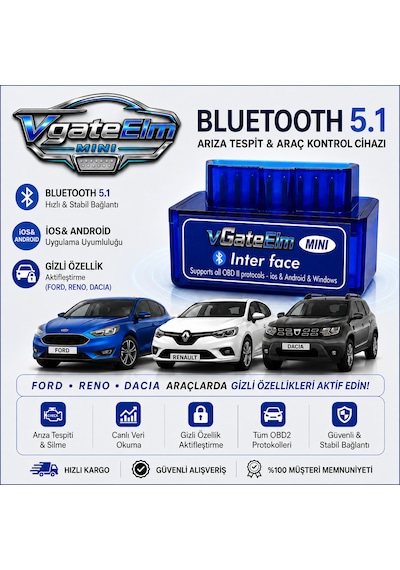 Vgateelm Mini Bluetooth 5.1 Yeni Nesil Arıza Tespit Cihazı