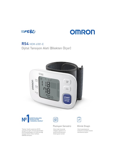 Omron RS4 Bilekten Dijital Pilli Tansiyon Aleti – Intellisense Teknolojili, Sensörlü, 60 Ölçüm Hafızalı