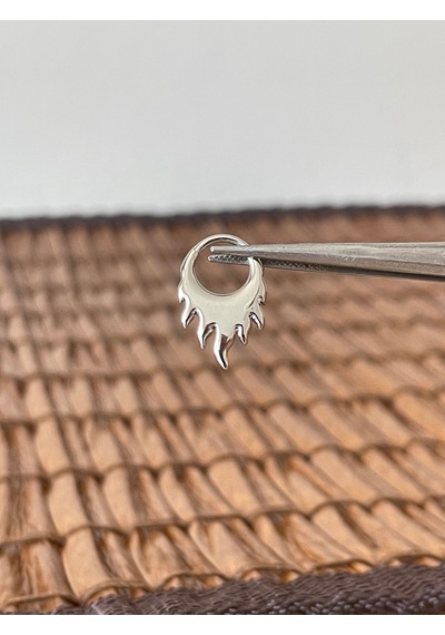316 L Cerrahi Çelik Anti Alerjik Alev Modeli Kilitli Halka Piercing 8mm X 1,2 Mm Gümüş