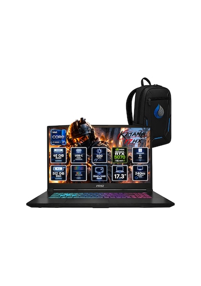 MSI Katana 17 HX B14WGK-285XTRRNP13 i7-14650HX 40 GB 512 GB SSD RTX5070 17.3" W11P Dizüstü Bilgisayar
