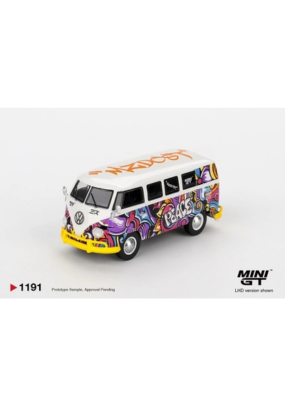 Mini Gt Volkswagen Type 2 T1 Bus Peace Graffiti 1:64 Model Araba 1191 Beyaz