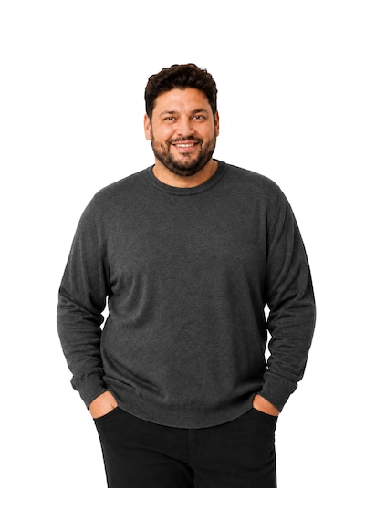 Battalmoda Erkek Büyük Beden Füme Bisiklet Yaka Pamuklu Kazak 3xl-4xl-5xl-6xl