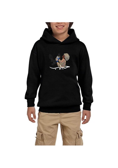Zepplin Giyim Khabib Kartal Graphic Siyah Çocuk Kapşonlu Sweatshirt