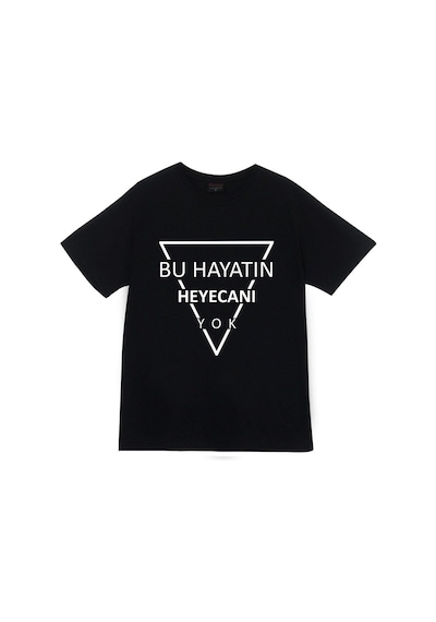 Stoned&Fame Gazapizm Heyecanı Yok Baskılı Unisex Siyah %100 Pamuk T-shirt SIYAH Siyah