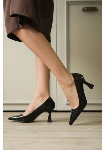 Trendella Siyah Kroko Topuklu Kadın Stiletto Tr20ms02f