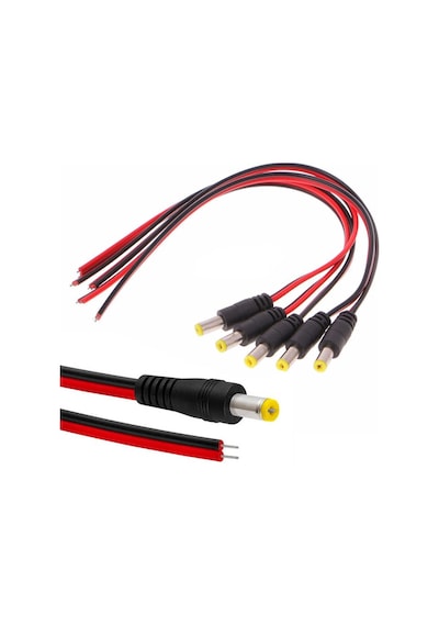 6 ADET 30 cm. JACK POWER CCTV JAK 5.5*1.7mm KAMERA ERKEK KABLO
