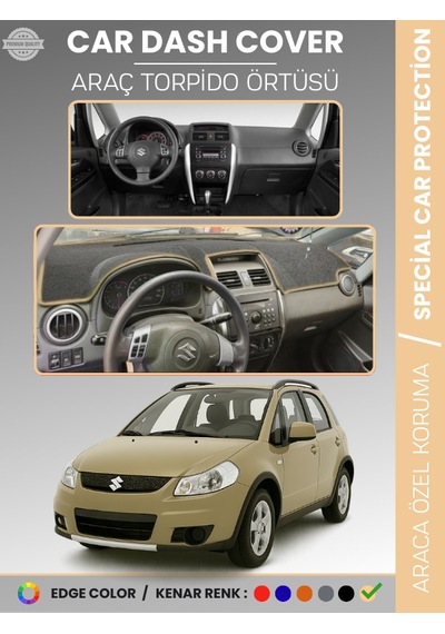 Suzukı Sx4 2006-2014 Torpido Örtüsü Panel Torpido Koruma Tam Uyum Uv Koruma Hızlı Montaj - 880 Stiloto