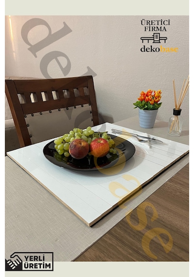Beyaz 4 Adet Çok Amaçlı Koltuk Kenar Sehpası, Supla, Yemek Servis Altlığı Beyaz