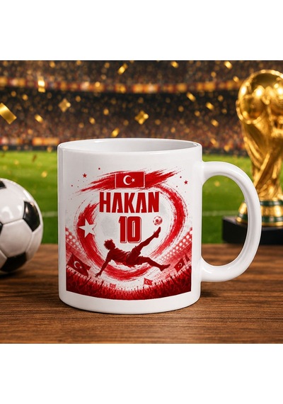 Bk Gift Kişiye Özel Türkiye Taraftar Temalı 2026 Dünya Kupası Tasarımlı Beyaz Kupa Bardak -8, Tek Yürek Milli Takım Ruhu