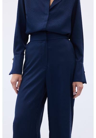 Sateen Jakarlı Pantolon - Lacivert-136611 Lacivert