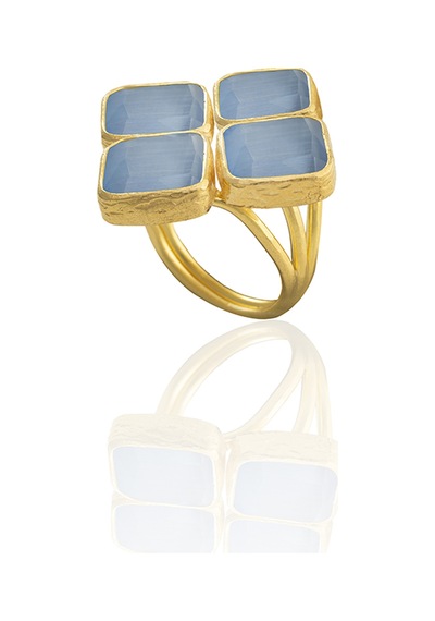 Kadir Jewellery 22 Ayar Altın Kaplama Kadın Zirkon Taşlı Yüzük Mavi 84229265