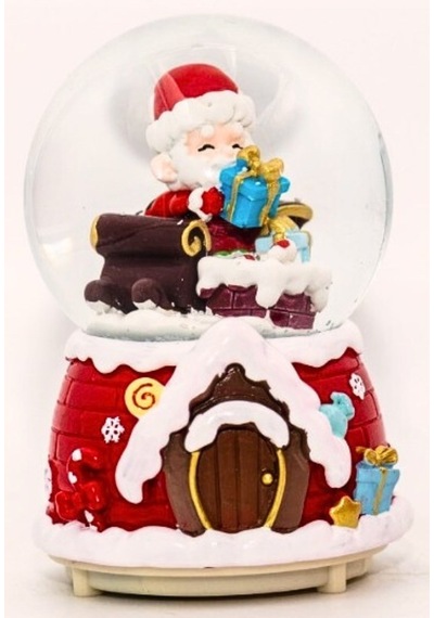 Yılbaşı 2025 Noel Baba Hediyeleri 13 Cm Orta Boy Işıklı Müzikli Kar Küresi 59b