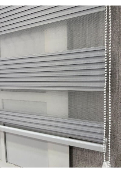 Zebra Stor Geniş Plise Güneşlik Perde, Açık Gri, 70 X 260 Standart