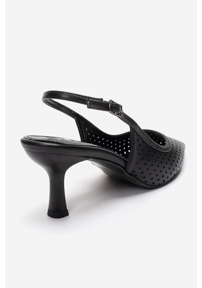 Luvishoes Uvıen Siyah Cilt Kadın Topuklu Ayakkabı