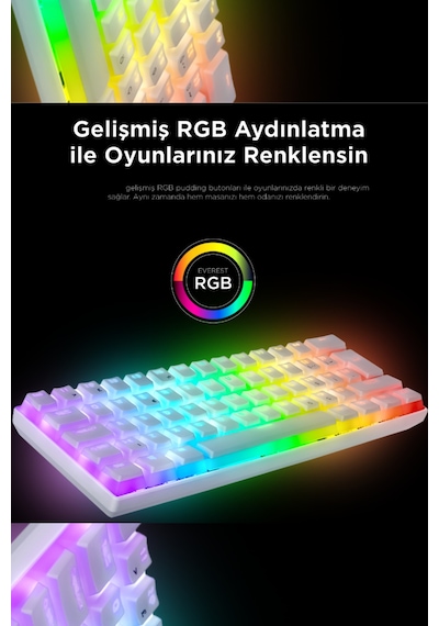 61 Tuş Kablolu Mekanik Klavye Değiştirilebilir Red Switch Rgb Bilgisayar Oyuncu Klavyesi 22 Modlu