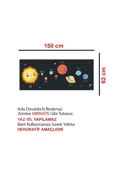 Güneş Sistemi Dekoratif Eğitim Amaçlı Akıllı Kağıt Tahta Yazı Tah