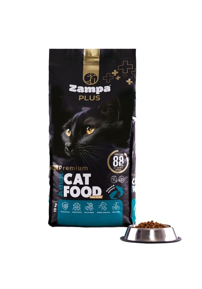 Zampa Plus Somon Etli & Hamsili Premium Yetişkin Kedi İçin Kuru Mama 15 KG