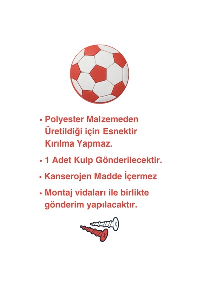 Futbol Topu Çocuk Odası Mobilya Kulbu - Polyester - Tek Vidalı Dolap ve Çekmece Kulpu Kırmızı-beyaz