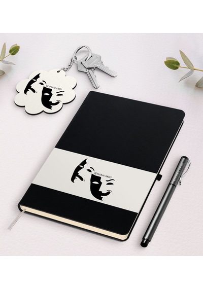 Kişiye Özel Tiyatro Sanatçısı Siyah Defter Kalem Ve Anahtarlık He