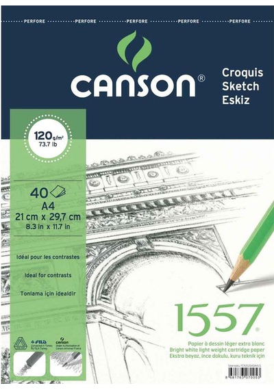 Canson Teknik Resim Defteri Blok Üstten Spiralli 40 Yaprak A4 120 Gr