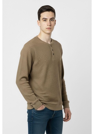 Mevsimlik Düğme Detaylı Bawelna Kumaş Uzun Kollu Erkek Çocuk Sweatshirt-90967 Kahverengi Mevsimlik Düğme Detaylı Bawelna Kumaş Uzun Kollu Erkek Çocuk Sweatshirt-90967 Kahverengi