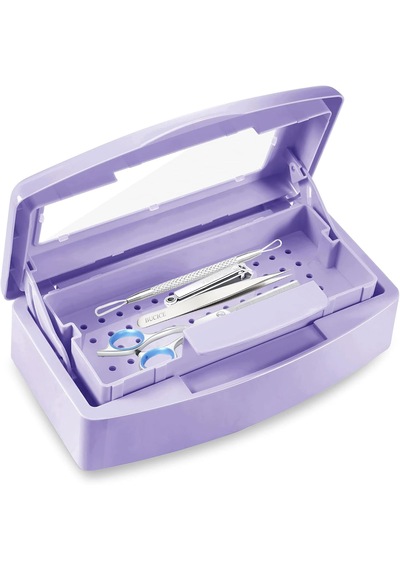 Ellea Nail Çift Bölmeli Manikür Pedikür Aletleri Sterilizasyon Kutusu Mor