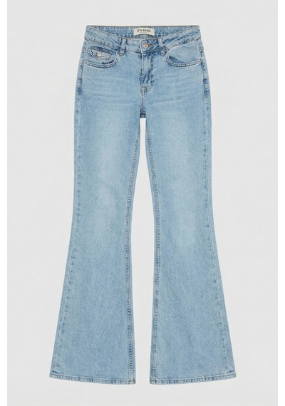 Itsbasic Kadın Ice Rengi 4s6-3 Sln05 Mide Rise Flare Fit Süper Esnek Kumaş İç Boy 83cm Denim Jean Buz Mavi